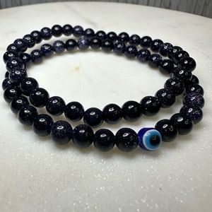 Blue goldstone crystal bracelet 6mm and 8mm beads.